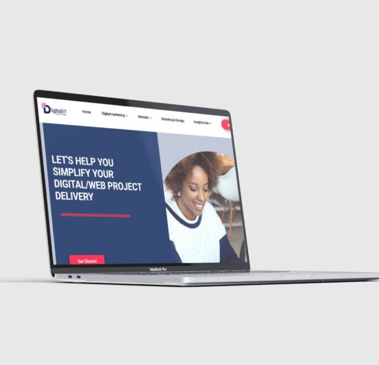 A laptop showing our website