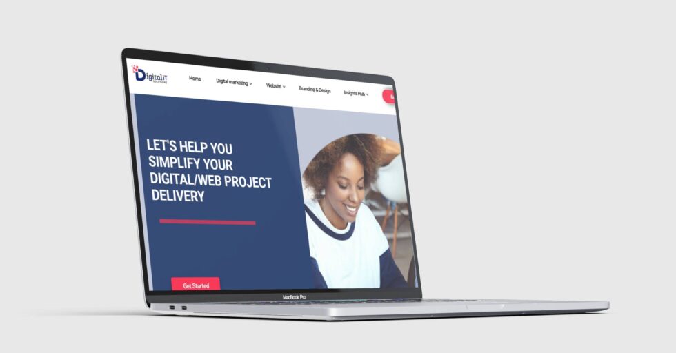 A laptop showing our website